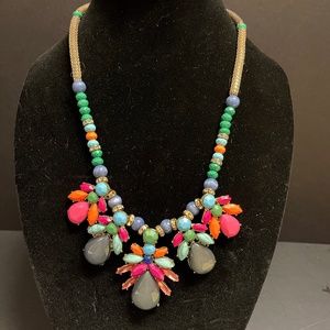 Brightly Colored Lucite Necklace Vintage Cylinder Gold Tone Chain Articulated